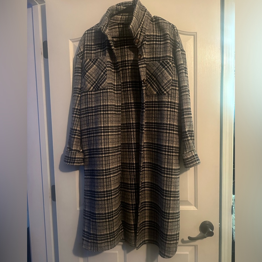 Long plaid jacket